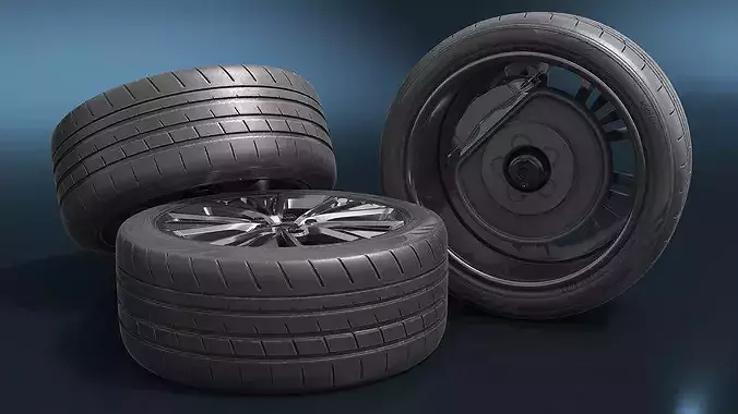Wheel Hybrid Car with Low Profile Tire 3D model 4