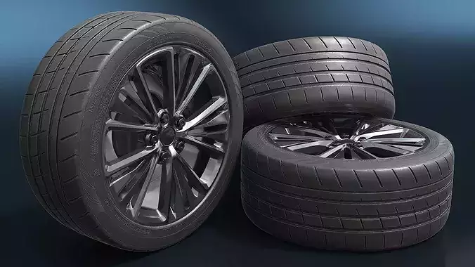 Wheel Hybrid Car with Low Profile Tire 3D model 3