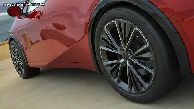Wheel Hybrid Car with Low Profile Tire 3D model 2