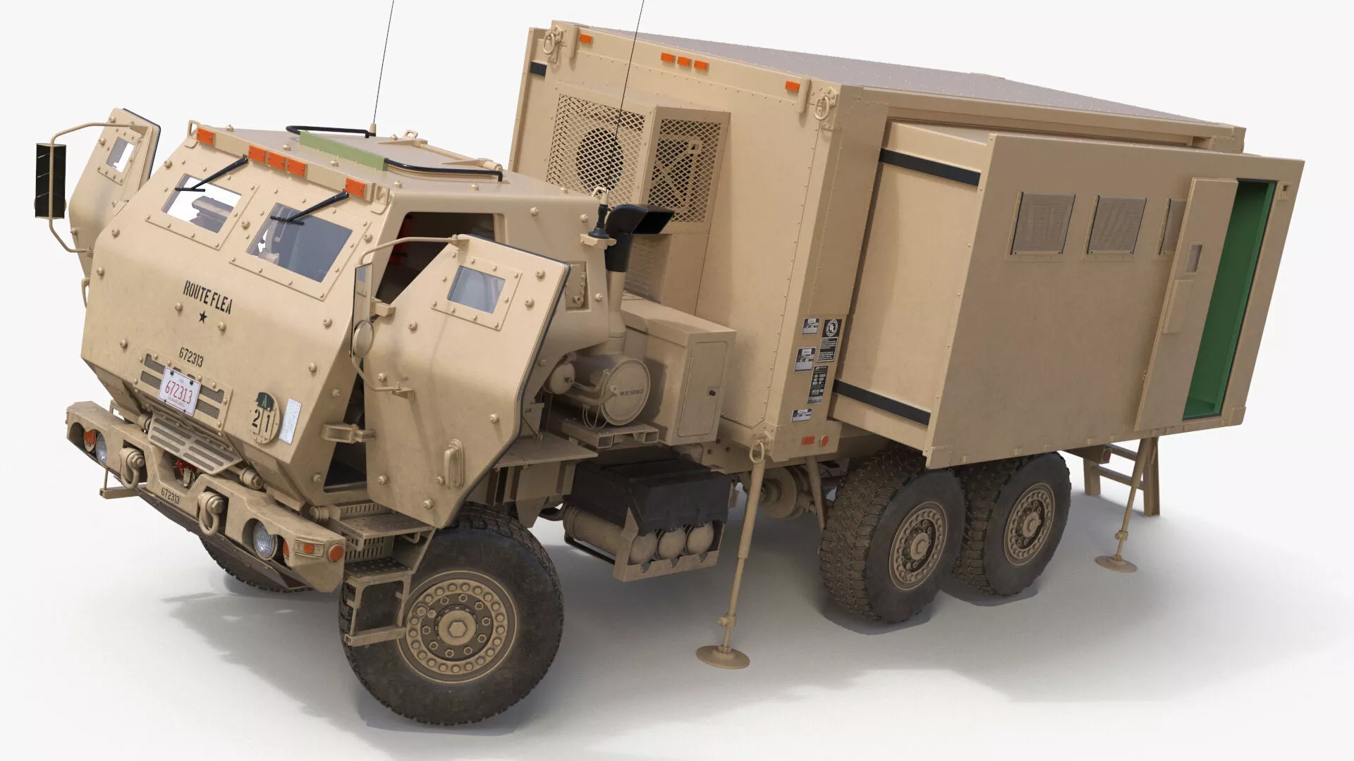 Off Road Military Mobile Headquarters Rigged for Maya 3D model