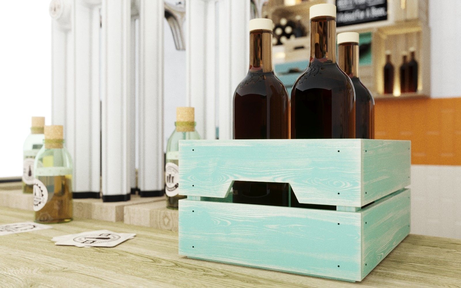 Bar counter Loft 3D model_5