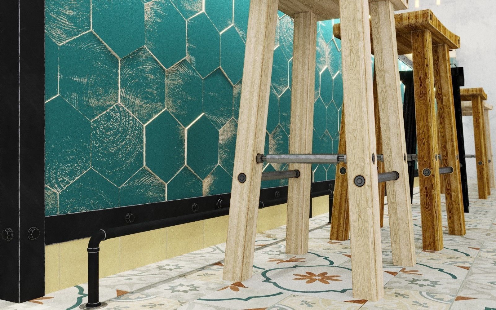 Bar counter Loft 3D model_7