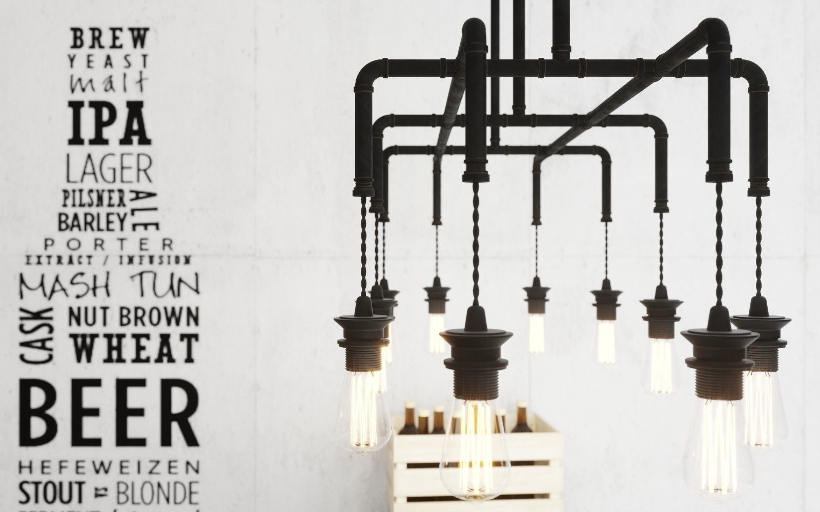 Bar counter Loft 3D model_4