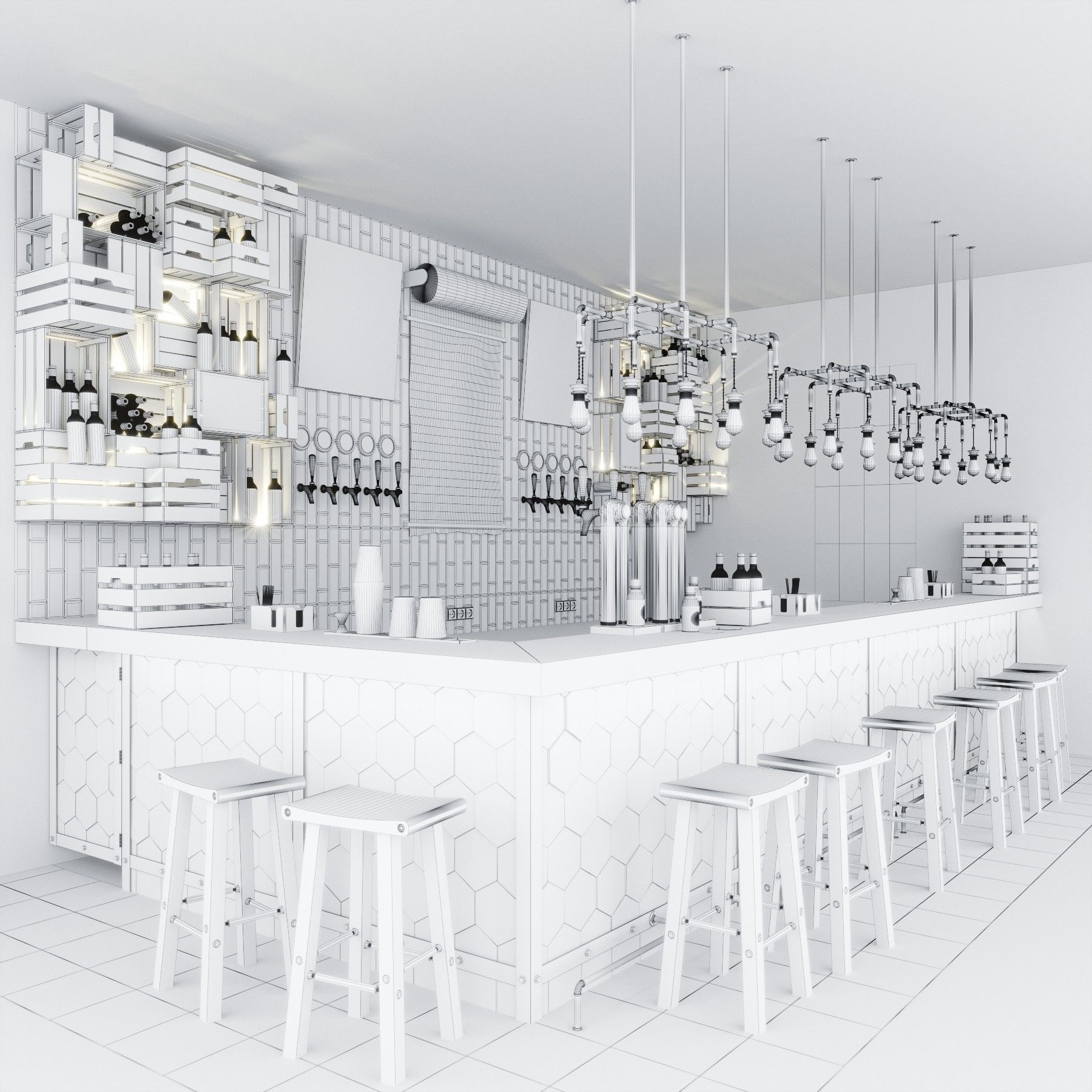 Bar counter Loft 3D model_1