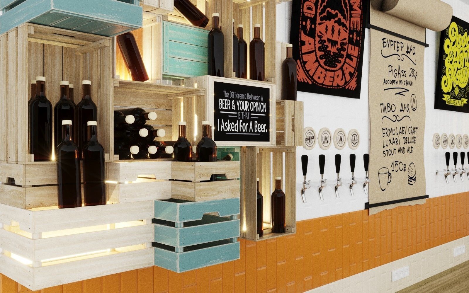 Bar counter Loft 3D model_3