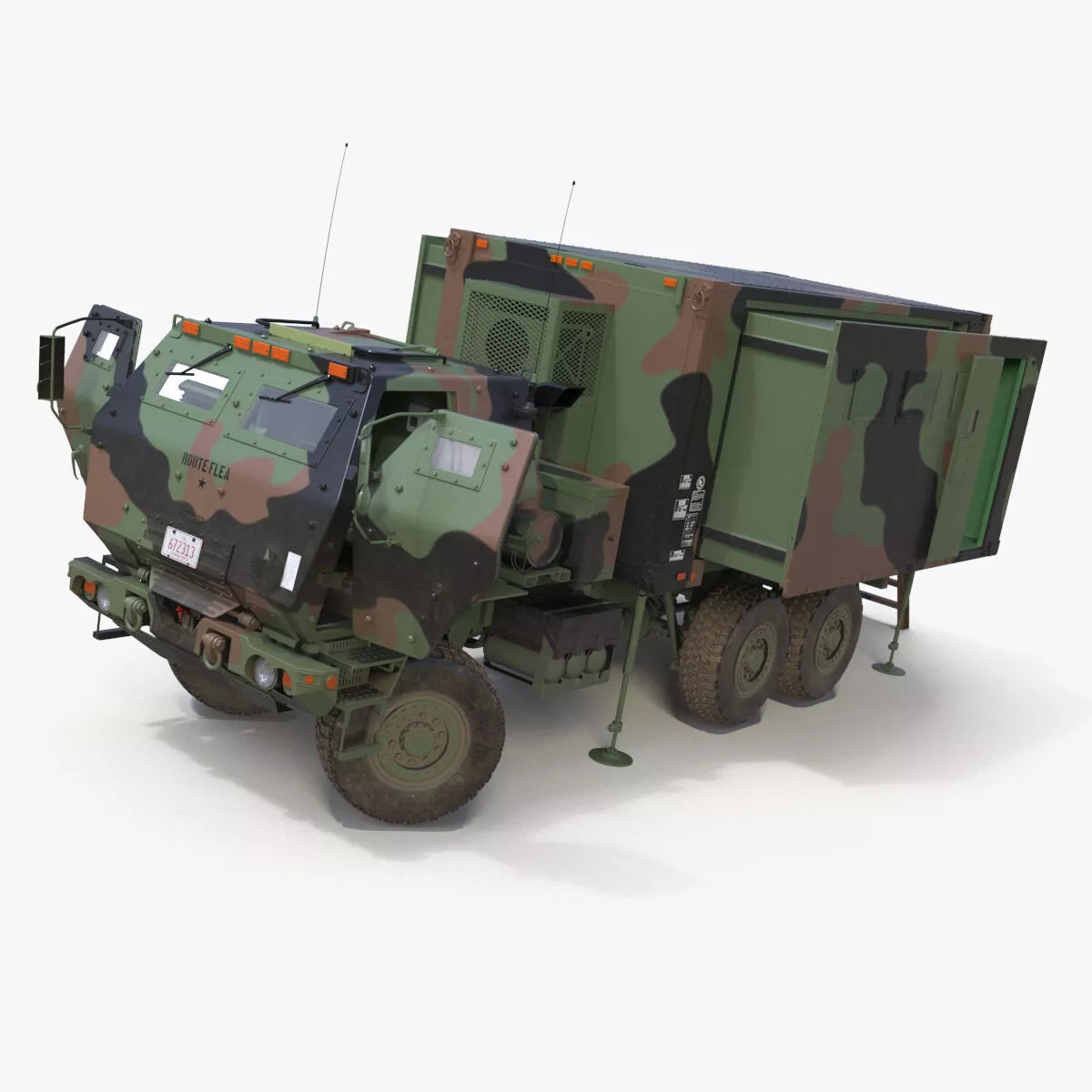 Military Transport Command Shelter Truck Rigged for Maya 3D model