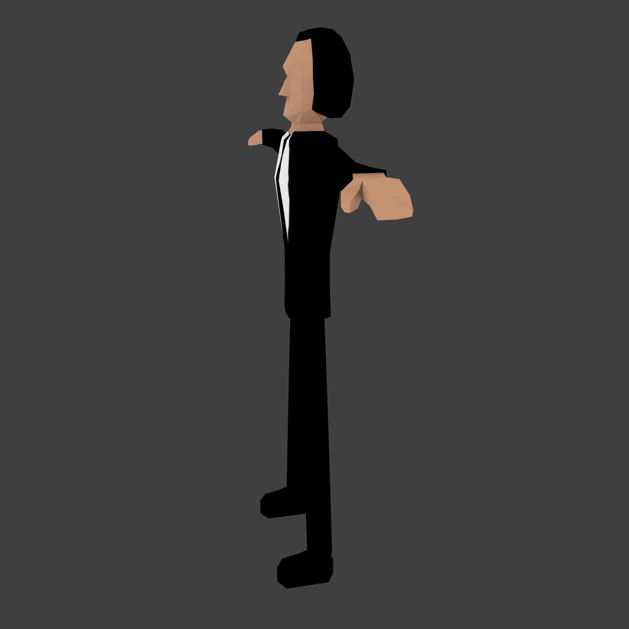 Lowpoly Animated Secret Agent Low-poly 3D model_2
