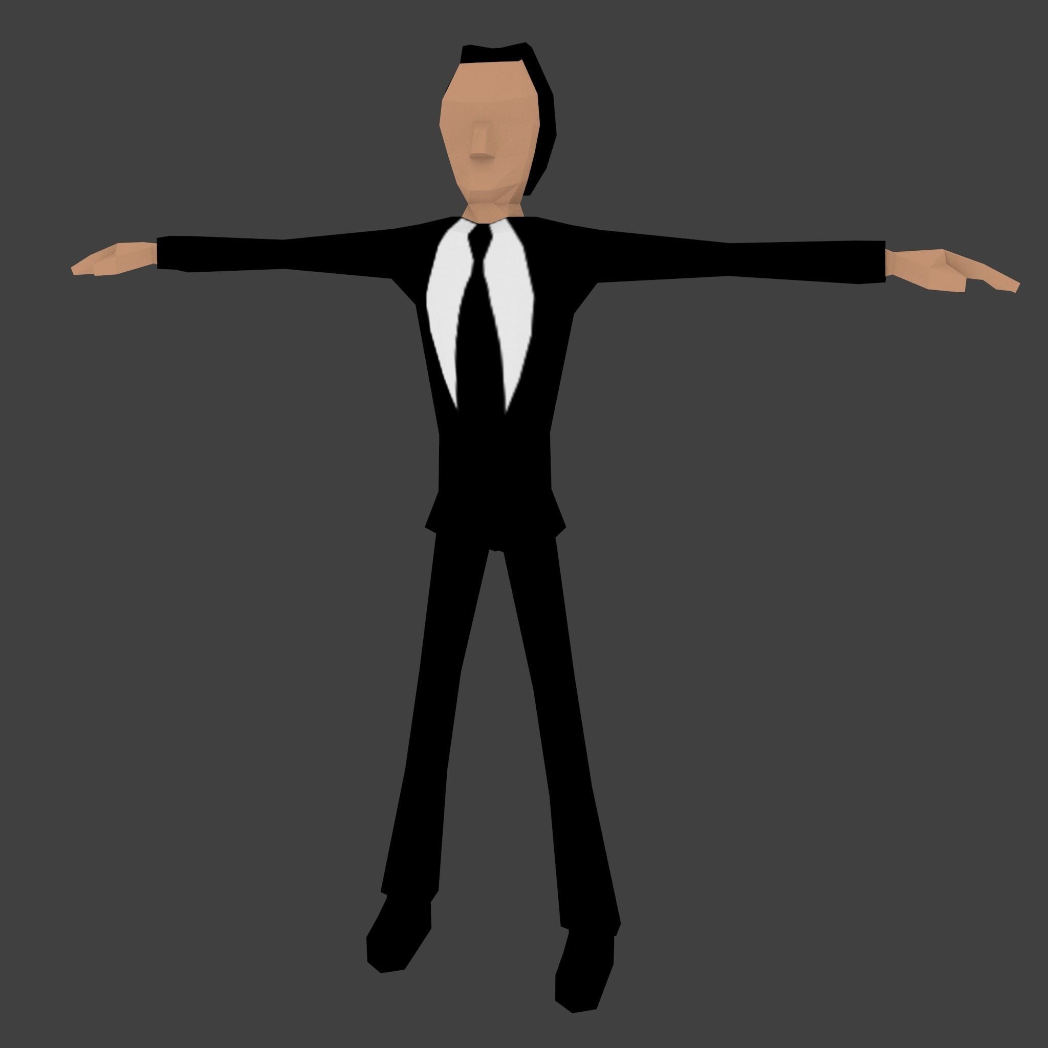 Lowpoly Animated Secret Agent Low-poly 3D model_0