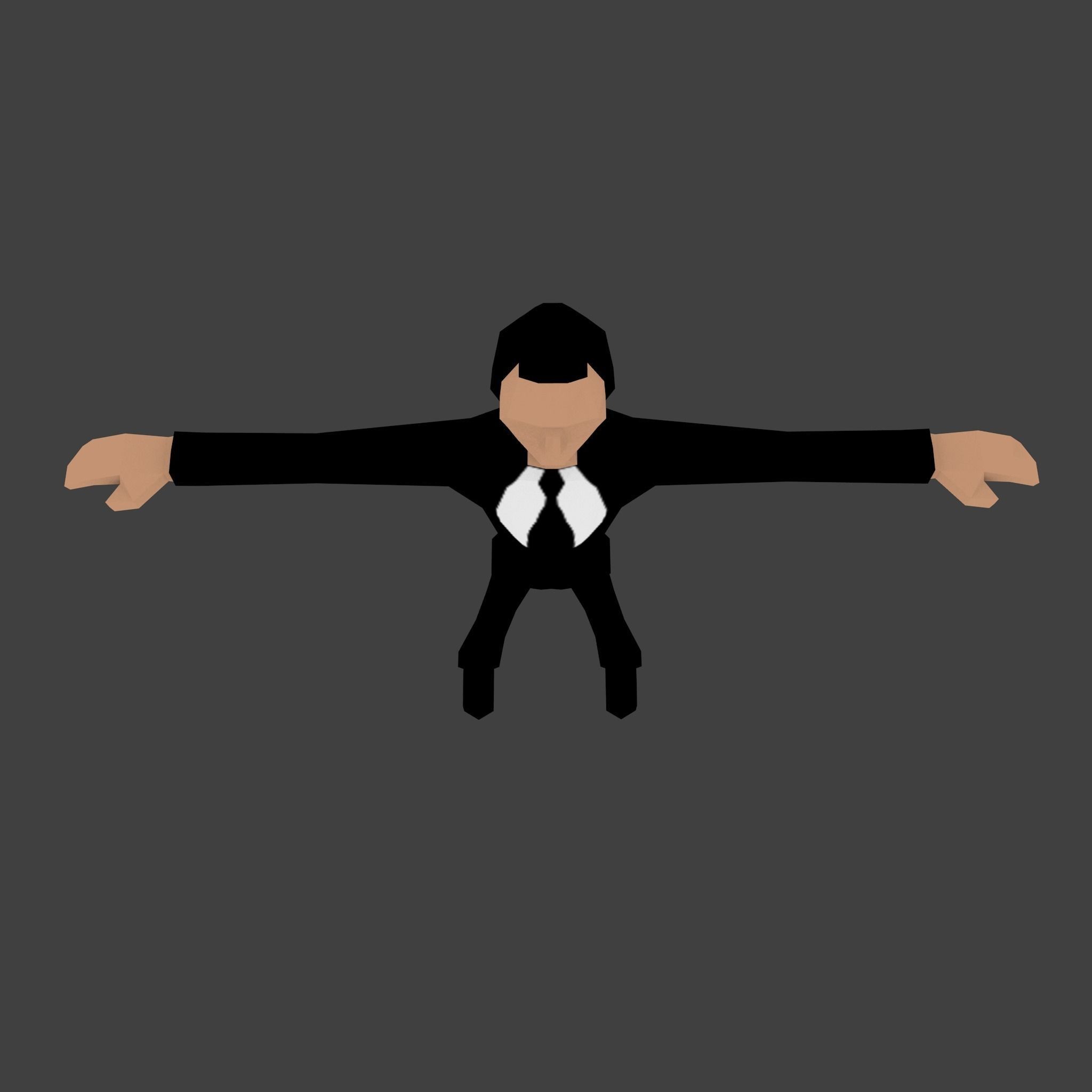 Lowpoly Animated Secret Agent Low-poly 3D model_4