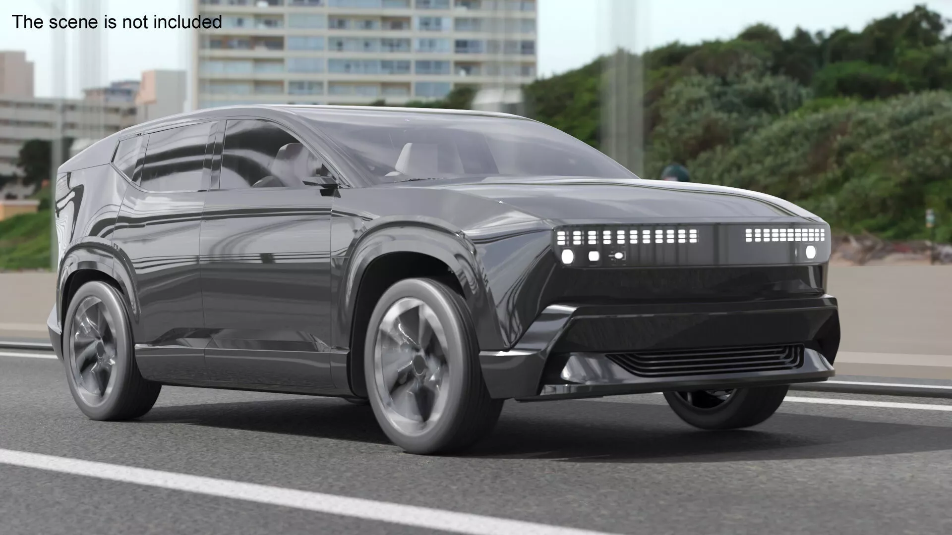 Modern Futuristic EV SUV Black Rigged for Maya 3D model