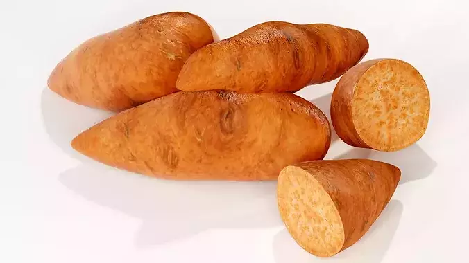 Realistic Sweet Potato 3D Model PBR Texture Food Asset Low-poly 3D model 5