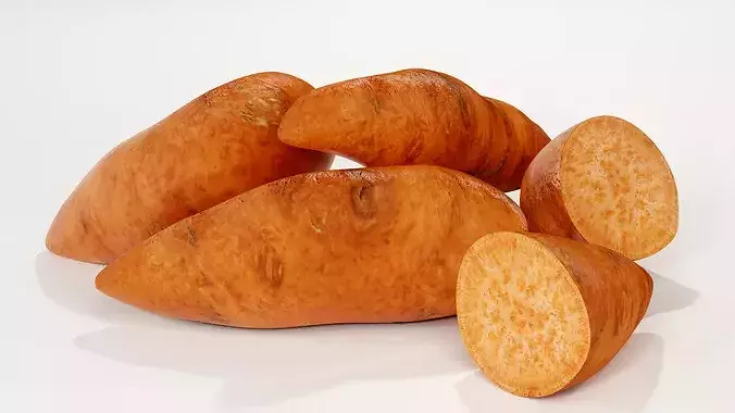 Realistic Sweet Potato 3D Model PBR Texture Food Asset Low-poly 3D model 2