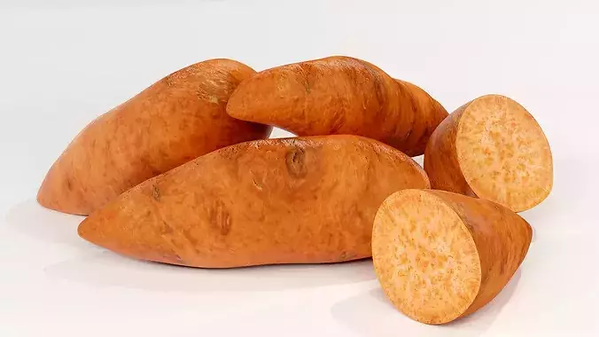 Realistic Sweet Potato 3D Model PBR Texture Food Asset Low-poly 3D model 3