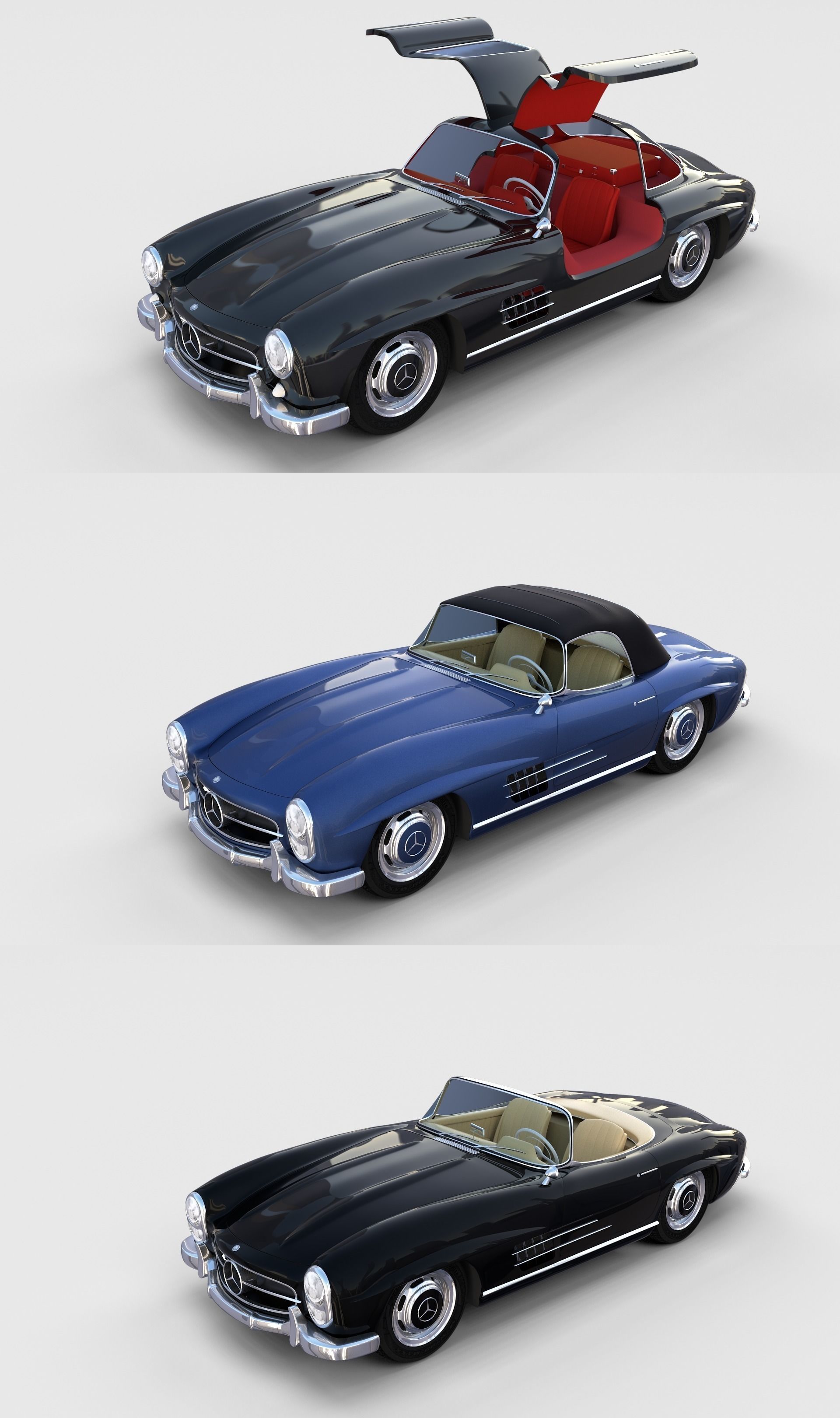 Mercedes 300SL with interior Pack 3D model_0