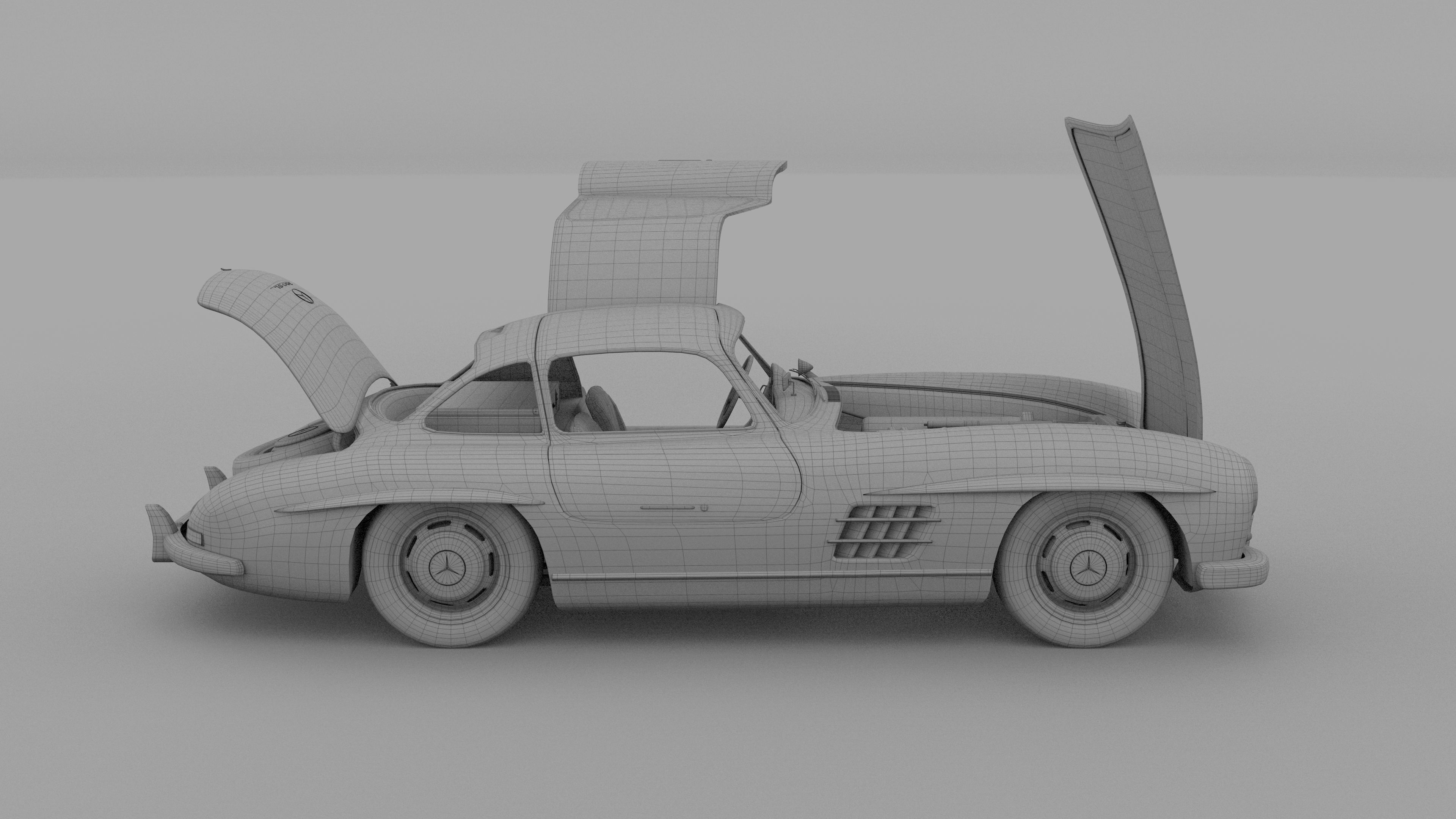 Mercedes 300SL with chassis Pack 3D model_60