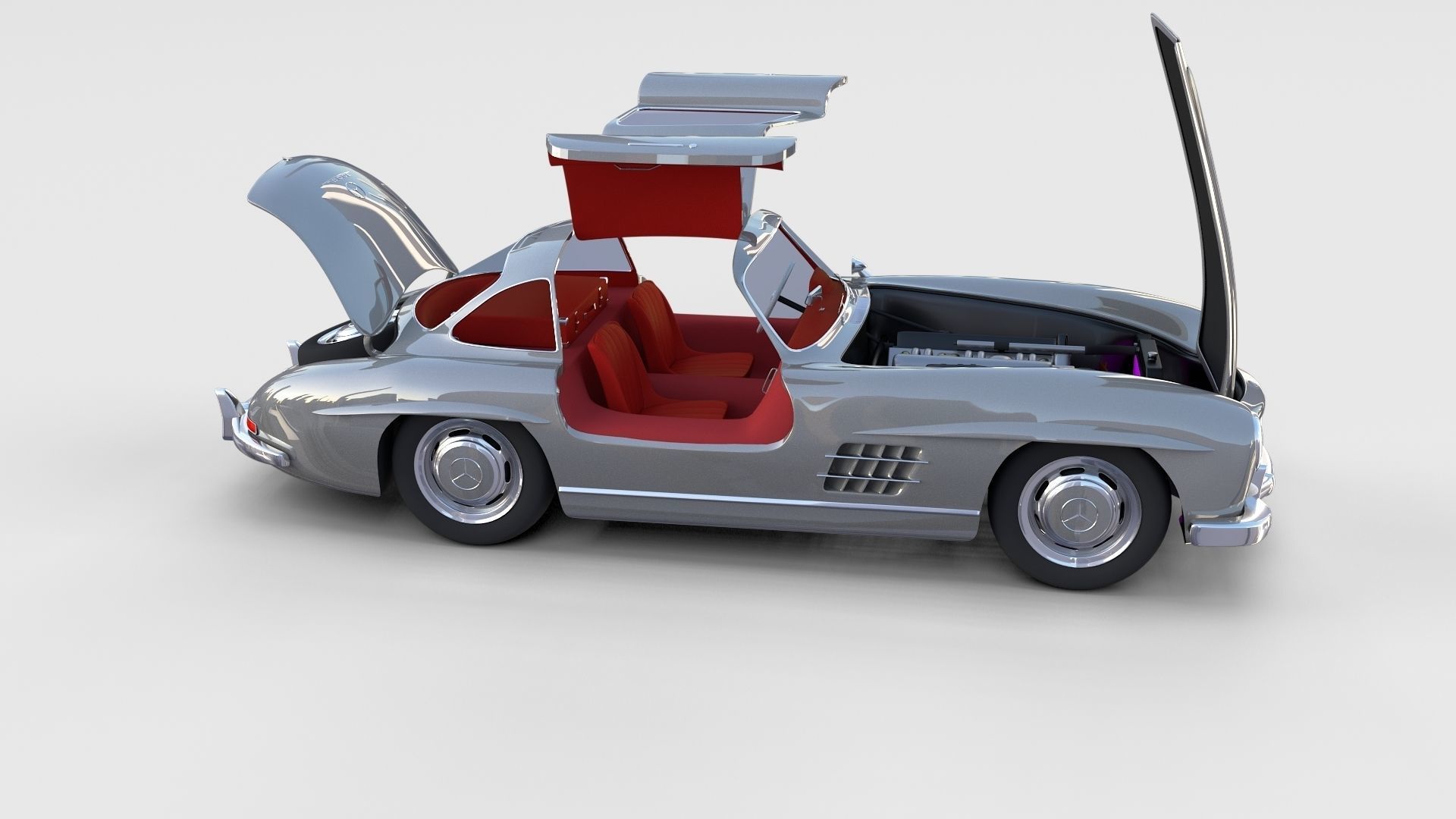 Mercedes 300SL with chassis Pack 3D model_53