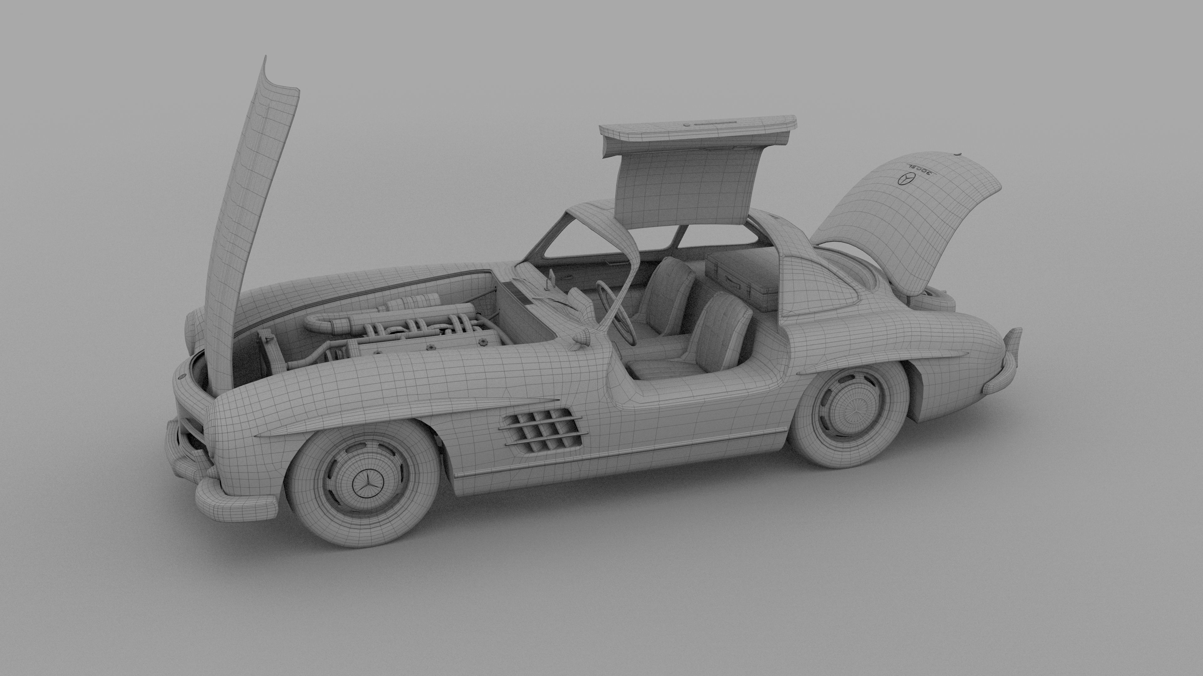 Mercedes 300SL with chassis Pack 3D model_57