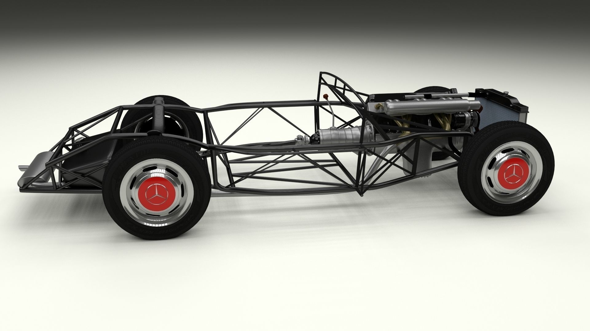 Mercedes 300SL with chassis Pack 3D model_1