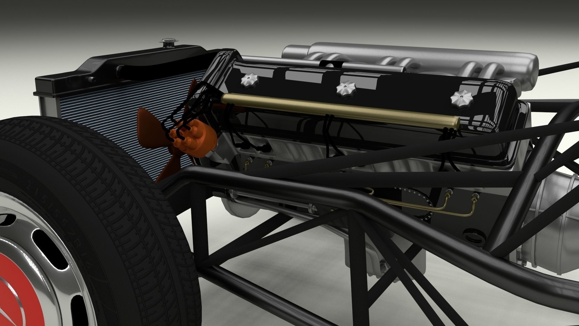 Mercedes 300SL with chassis Pack 3D model_5