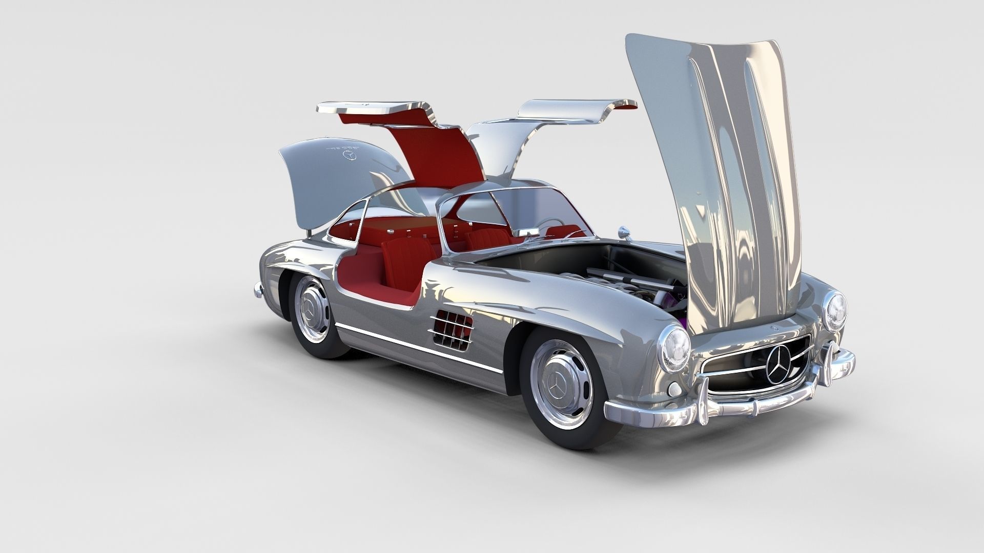 Mercedes 300SL with chassis Pack 3D model_22