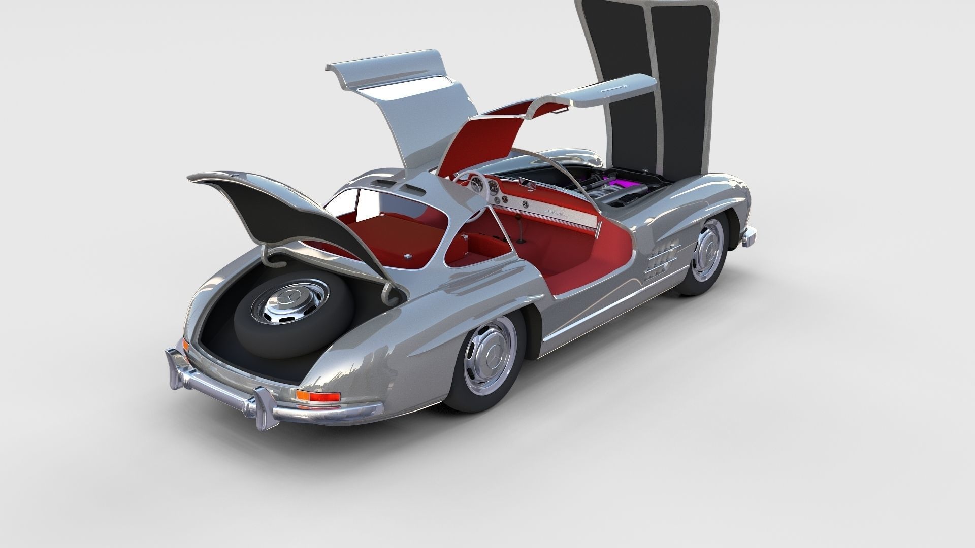 Mercedes 300SL with chassis Pack 3D model_37