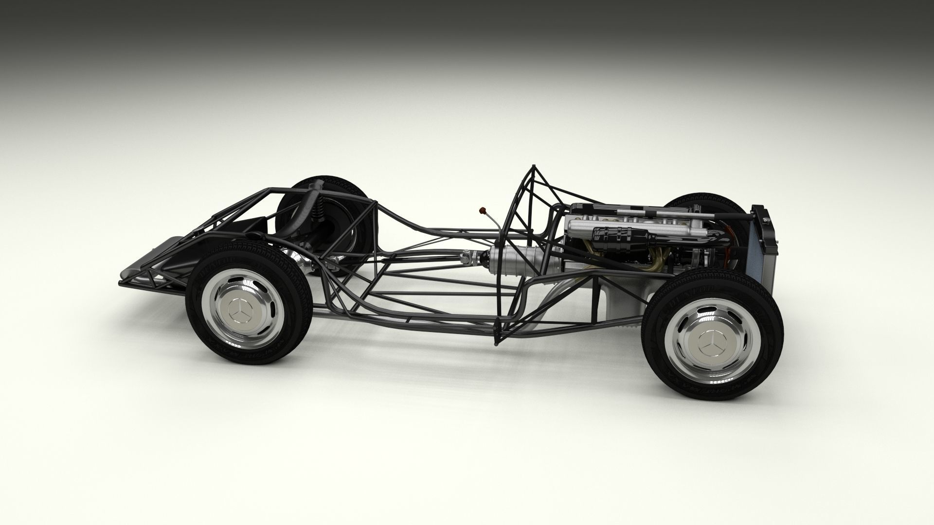 Mercedes 300SL with chassis Pack 3D model_54