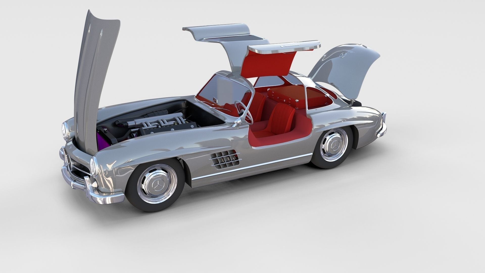 Mercedes 300SL with chassis Pack 3D model_35