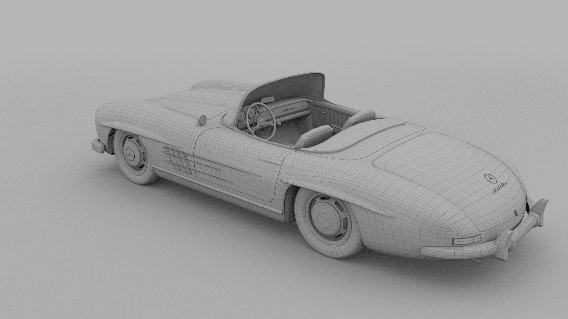 Mercedes 300SL with chassis Pack 3D model_58