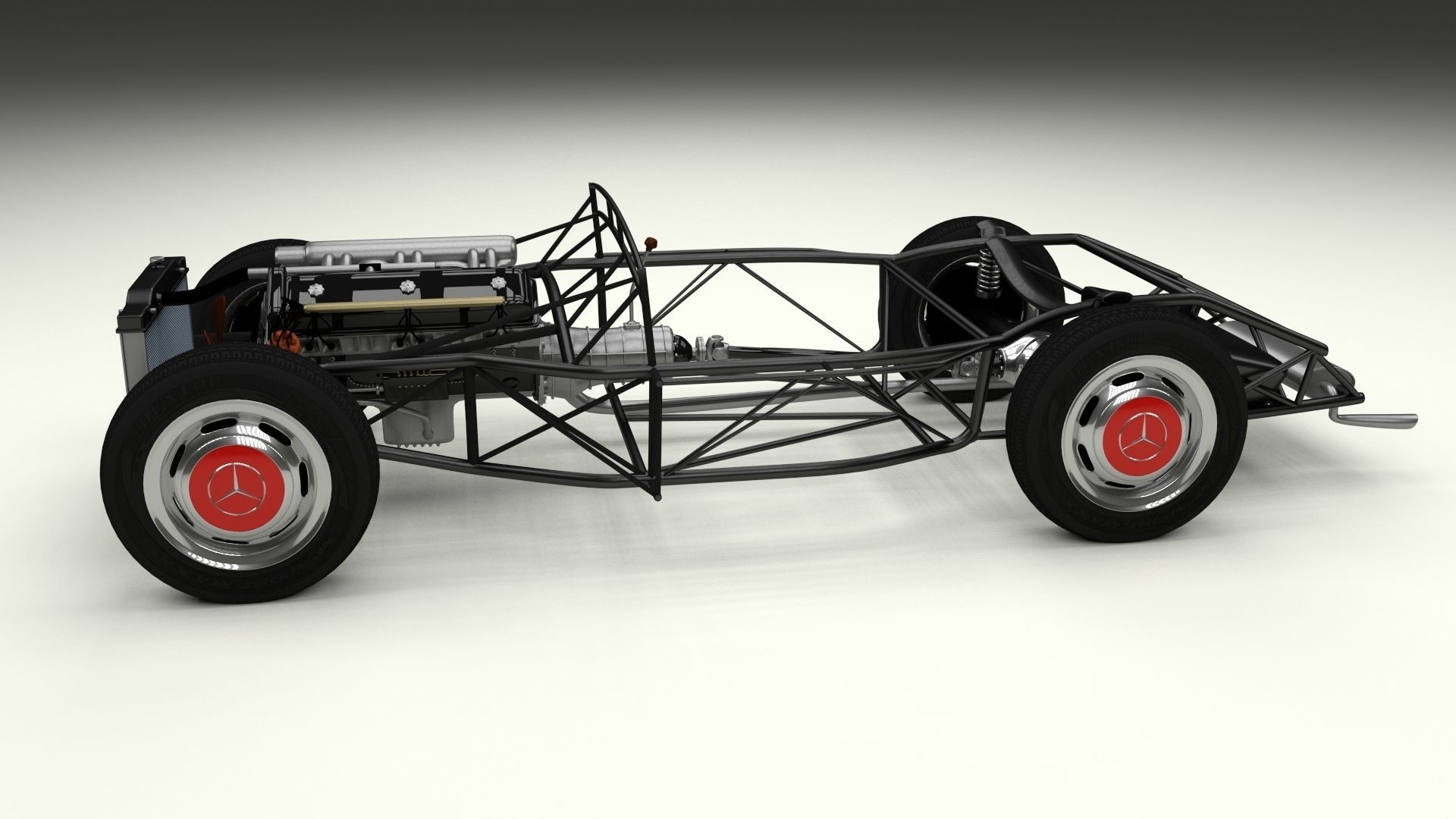 Mercedes 300SL with chassis Pack 3D model_2