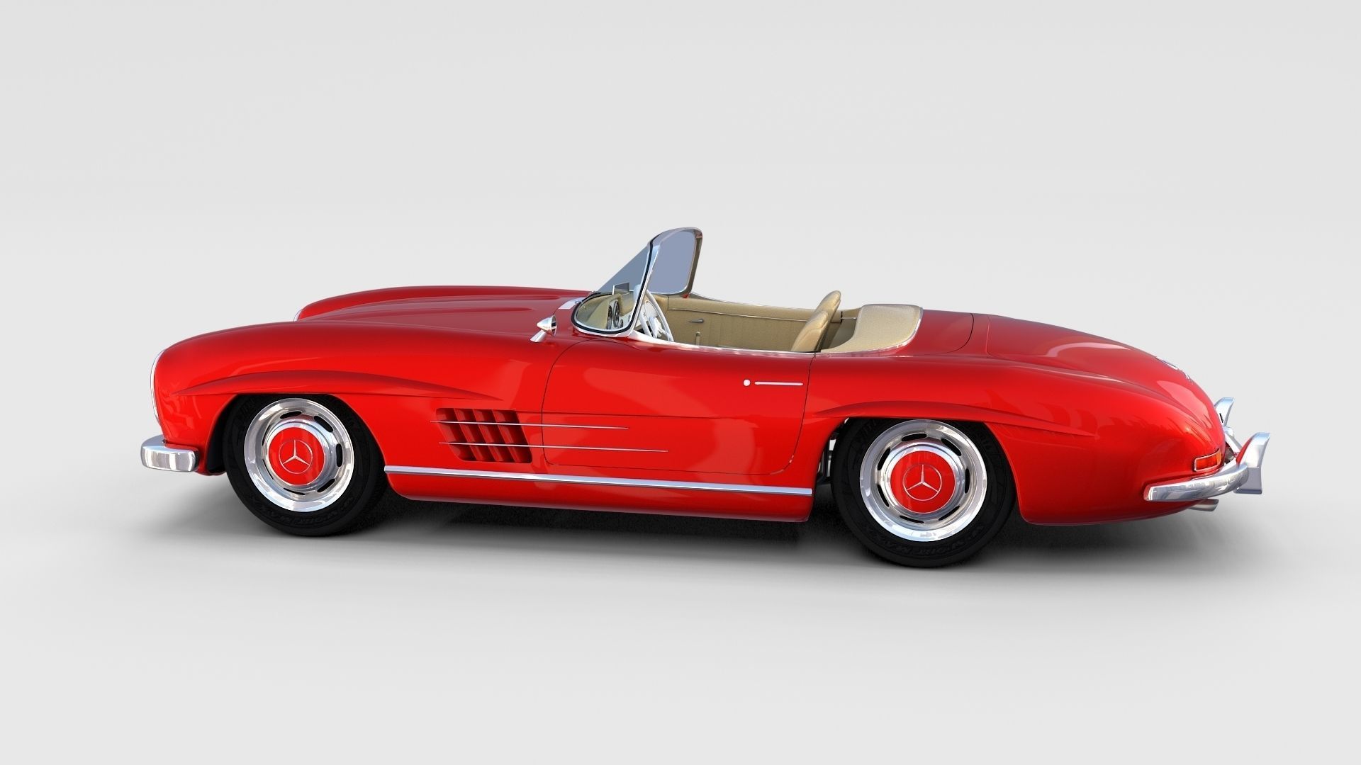 Mercedes 300SL with chassis Pack 3D model_13