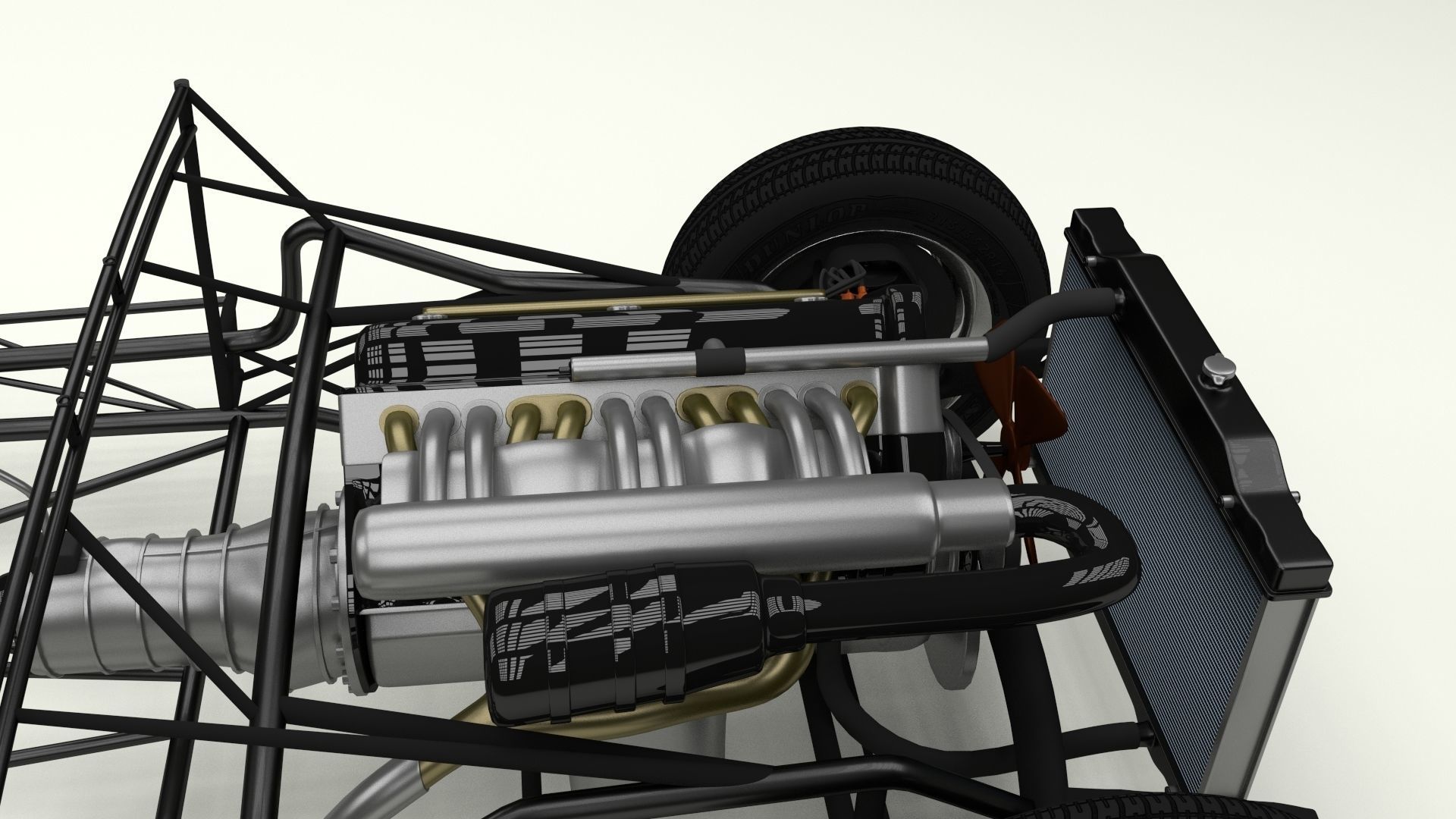 Mercedes 300SL with chassis Pack 3D model_36