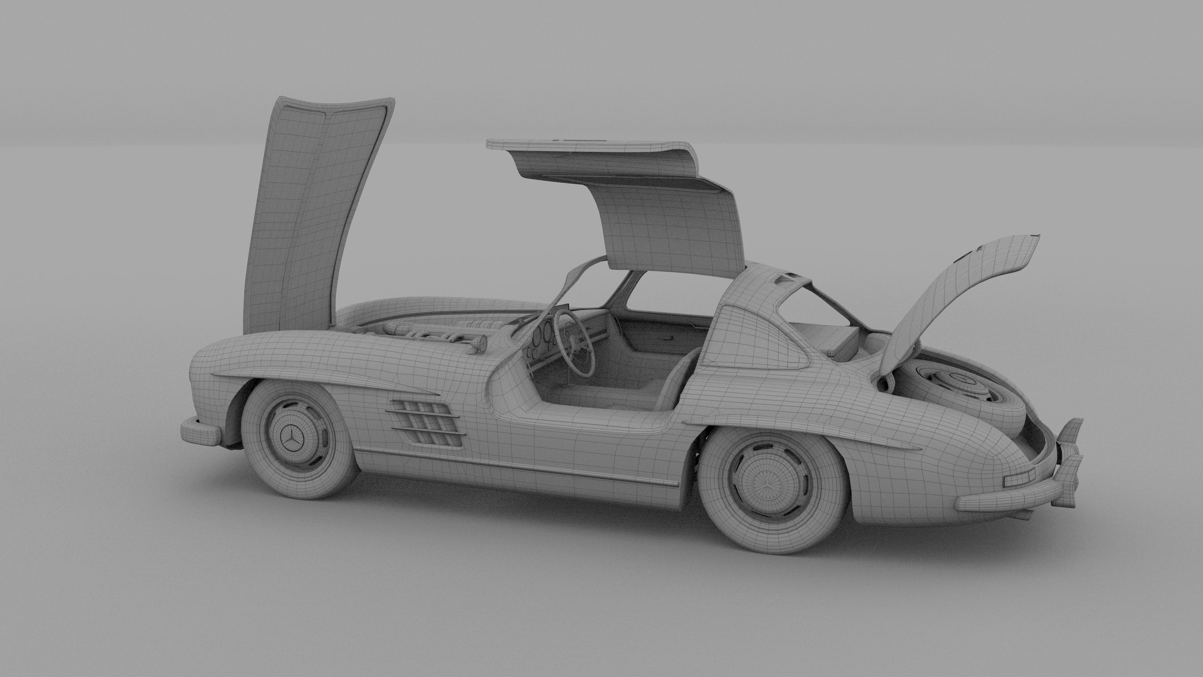 Mercedes 300SL with chassis Pack 3D model_52