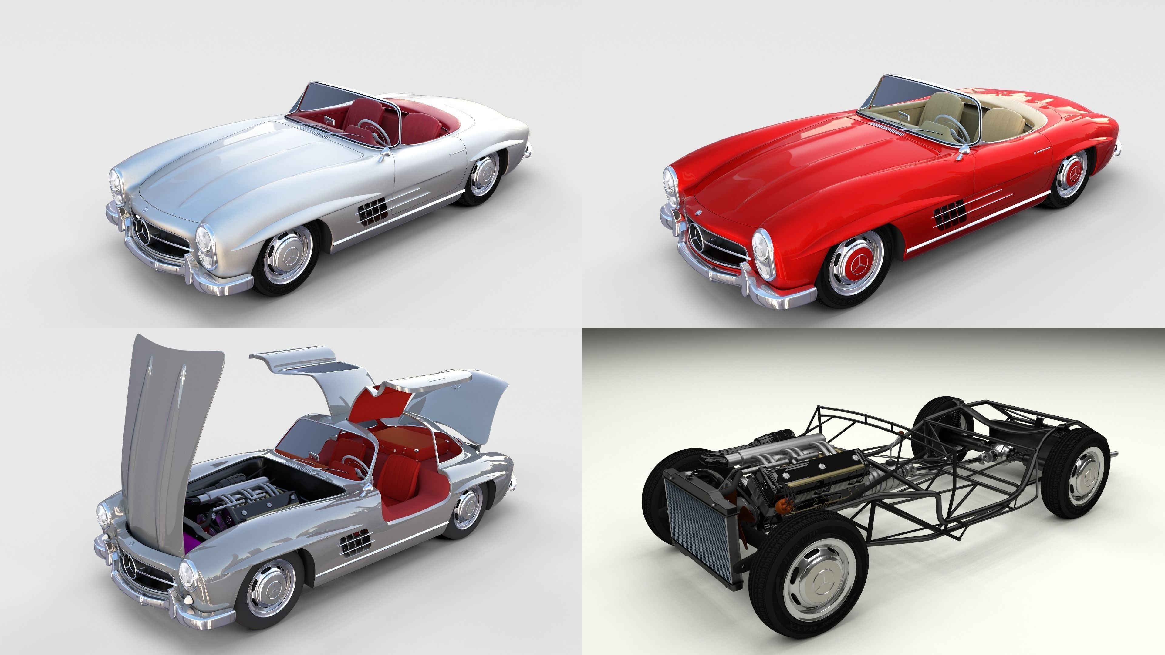 Mercedes 300SL with chassis Pack 3D model_0