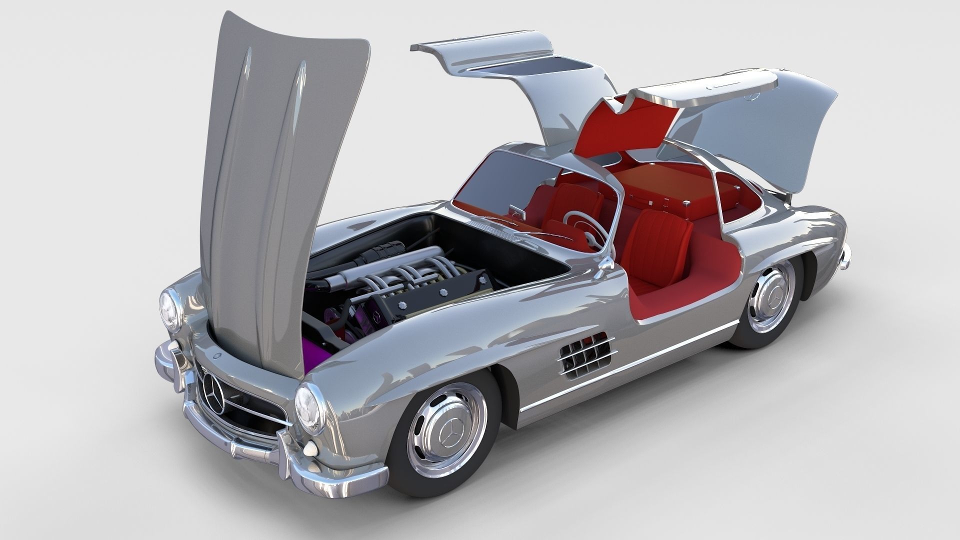 Mercedes 300SL with chassis Pack 3D model_24