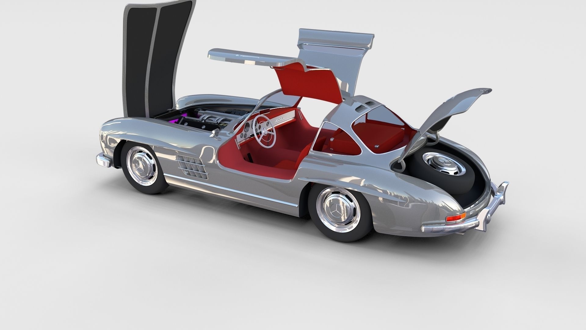 Mercedes 300SL with chassis Pack 3D model_40