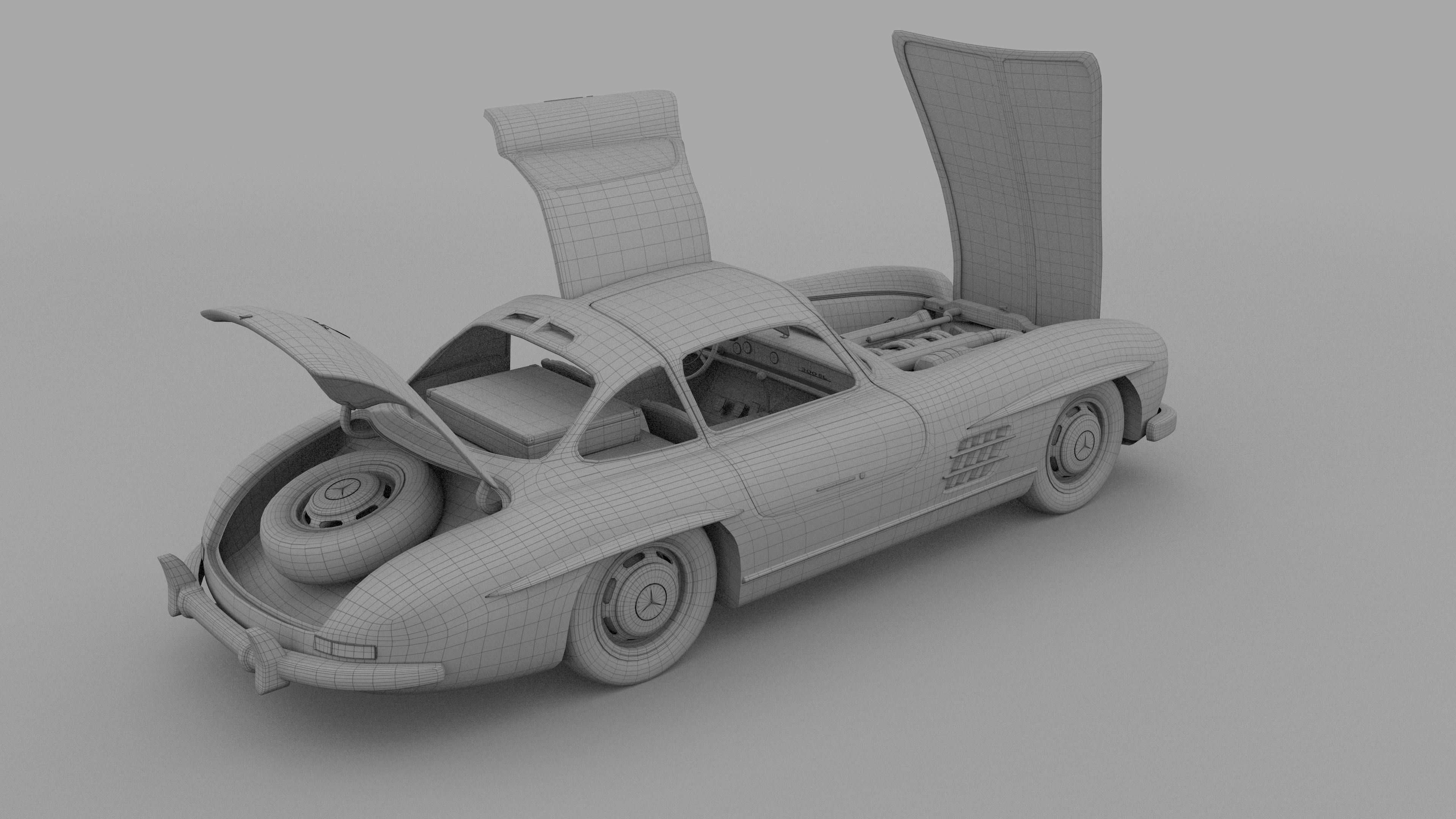 Mercedes 300SL with chassis Pack 3D model_38