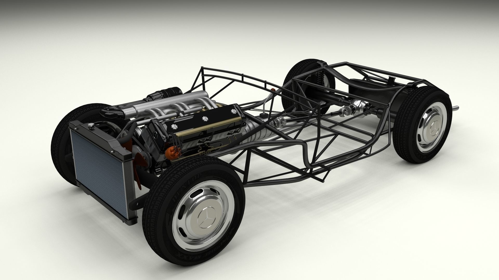 Mercedes 300SL with chassis Pack 3D model_49
