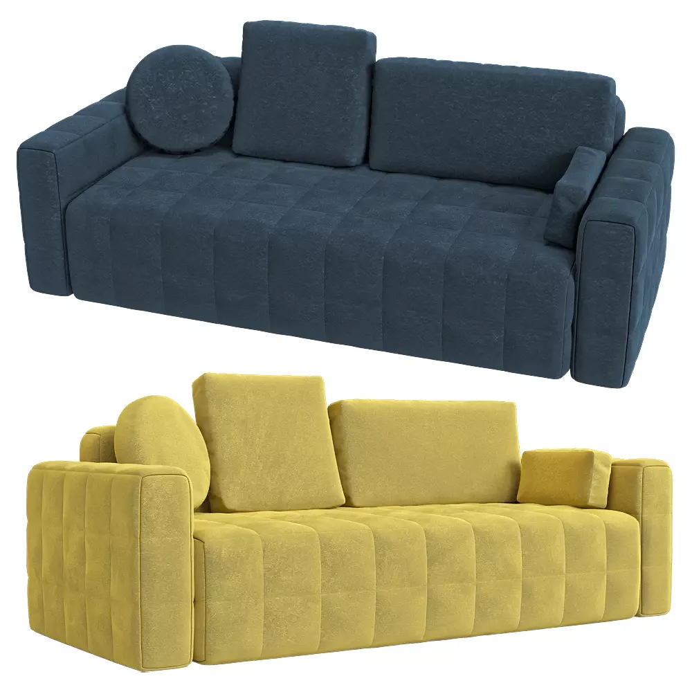 3-seater fixed sofa Block 3 Low-poly 3D model