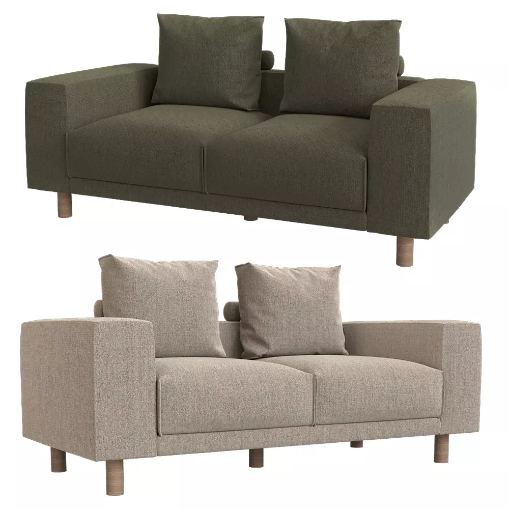 2-seater fixed sofa Fran Low-poly 3D model
