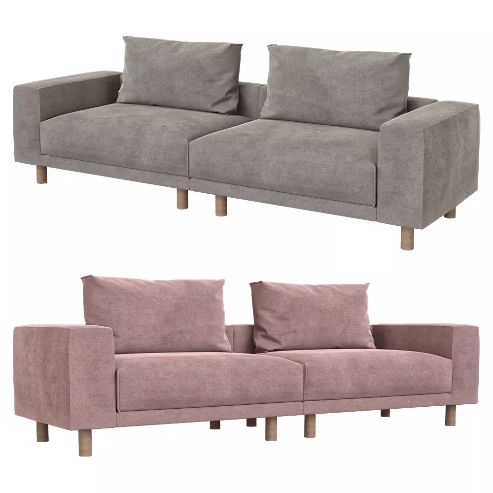 4-seater fixed sofa Fran Low-poly 3D model
