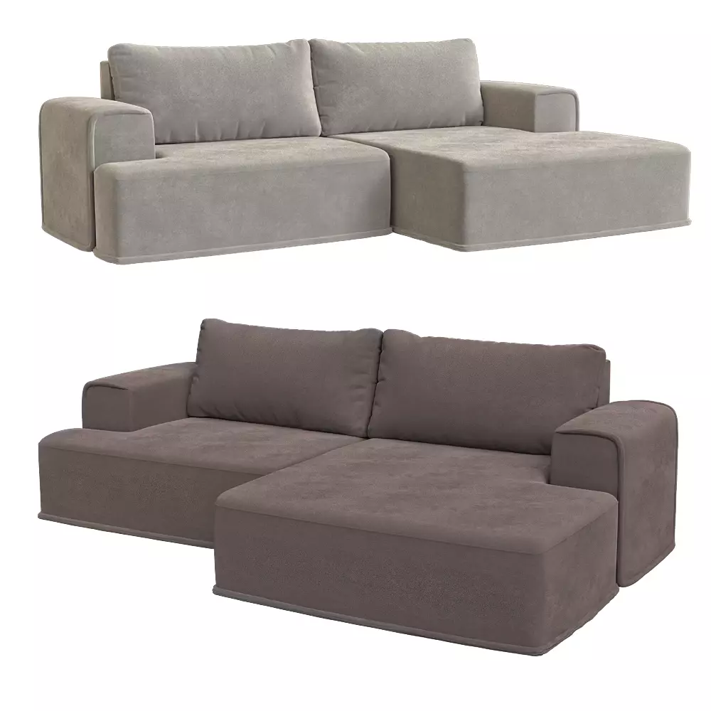 3-seater fixed sofa with daybed Ruffo 2 Low-poly 3D model