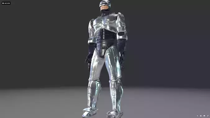 Robocop silver robot suit Low-poly 3D model