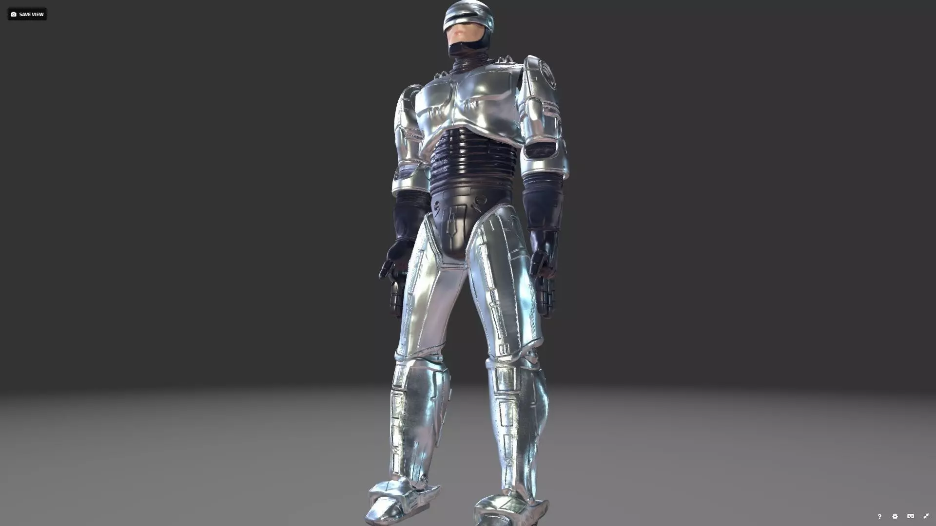 Robocop silver robot suit Low-poly 3D model