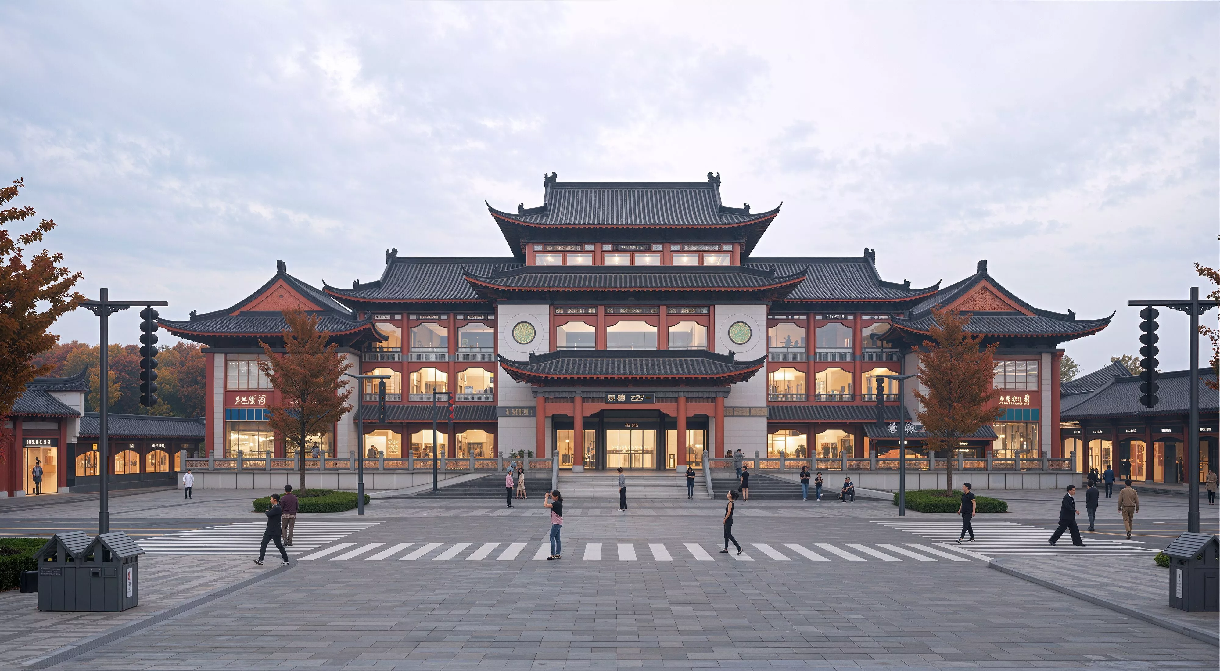 Front View Multi Story New Chinese Commercial Mall Flying Eaves 3D model