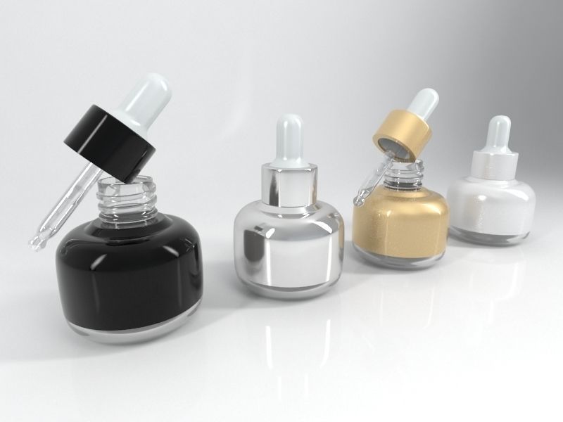 4 Cosmetic Bottle - Dropper and Box 3D model_1