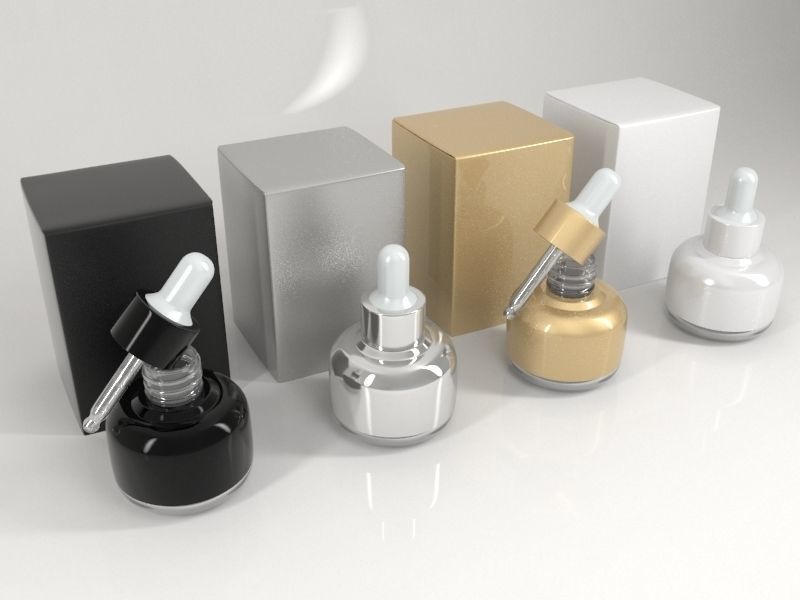 4 Cosmetic Bottle - Dropper and Box 3D model_2