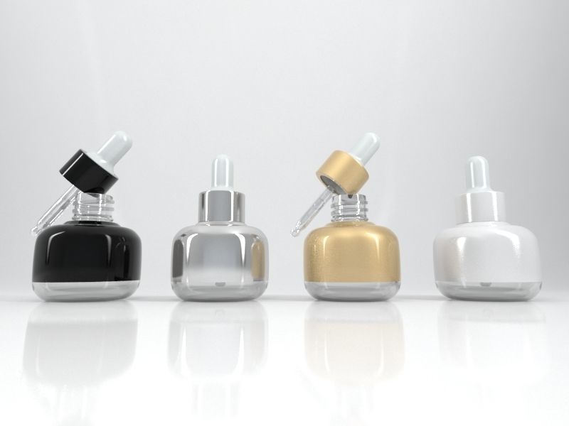 4 Cosmetic Bottle - Dropper and Box 3D model_3