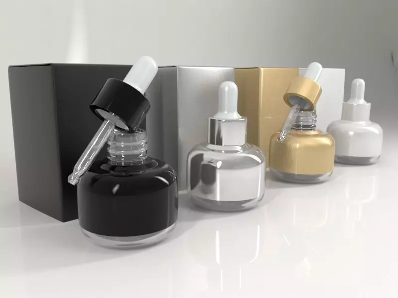 4 Cosmetic Bottle - Dropper and Box 3D model_0