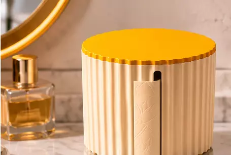Modern Ribbed Toilet Paper Holder with Lid 3D model