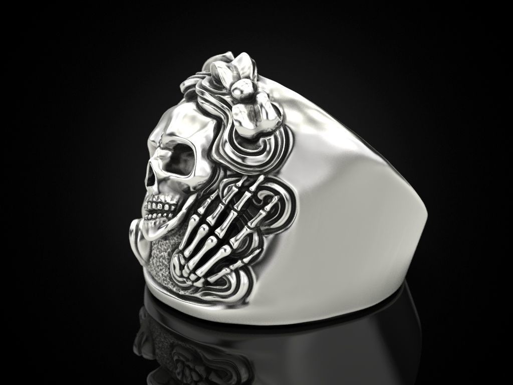 Women skull ring Update 3D print model_8